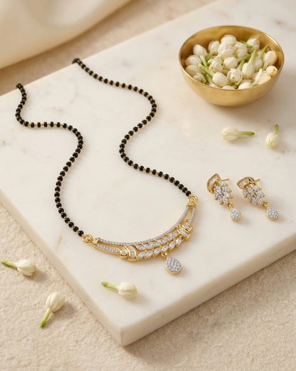 Designer American Diamond Gold Finish Daily Wear Mangalsutra