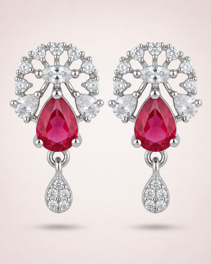 Ruby Bloom Silver Finish Office Wear Pendant Set