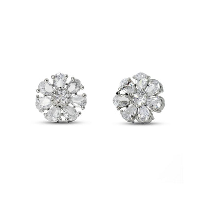 Belaci AD Silver Diamond Floral Studs for Women