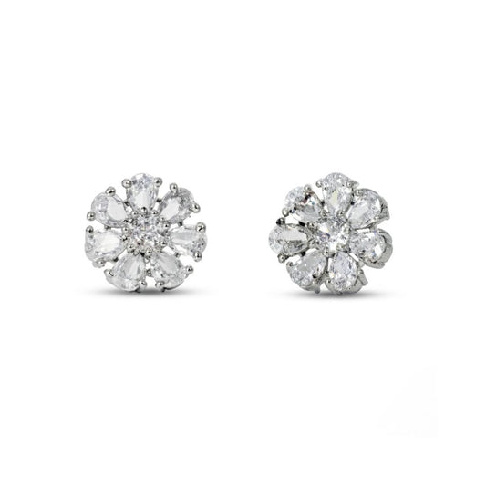 Belaci AD Silver Diamond Floral Studs for Women
