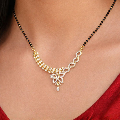 AD Mangalsutra with Interlocking Loop Pendant and Drop Accent