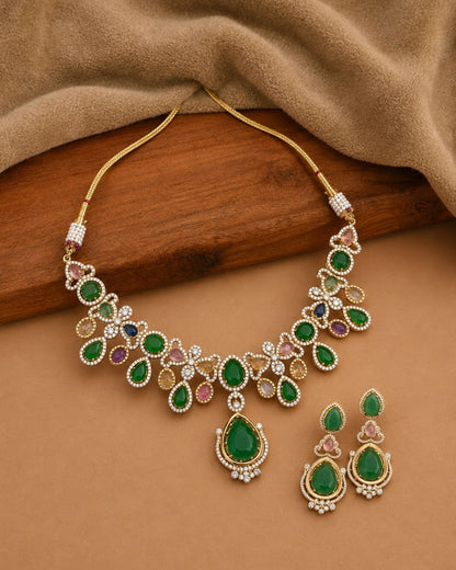 Sabyasachi Inspired Turkish  Pota Necklace with Teardrop Centrepiece