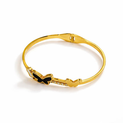 Butterfly & Clover Charm Gold Plated Bracelet