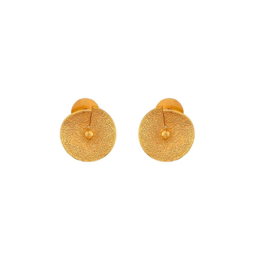 Anti-Tarnish Textured Round Disc Dangler Earrings for Women