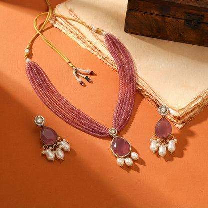 Victorian Polki Pearl Drop Necklace Set