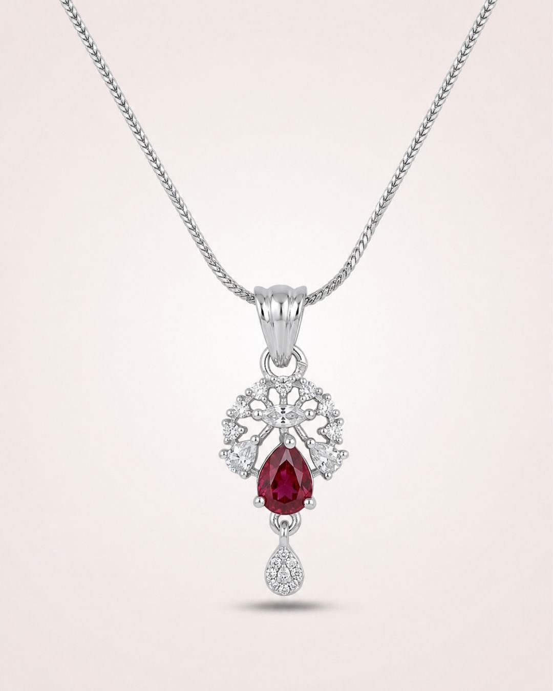 Ruby Bloom Silver Finish Office Wear Pendant Set