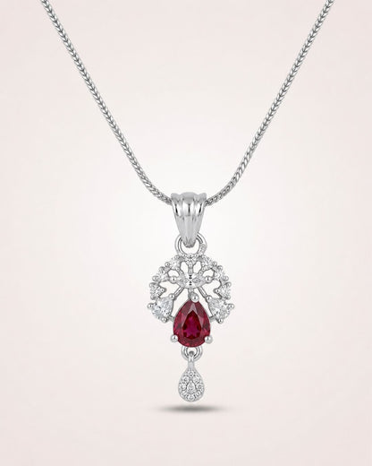 Ruby Bloom Silver Finish Office Wear Pendant Set