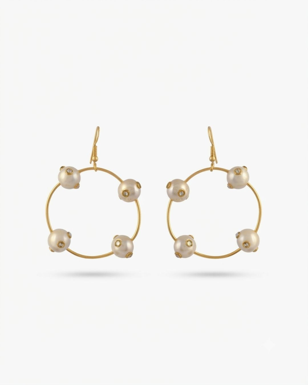Gold Plated Pearl Circle Earrings