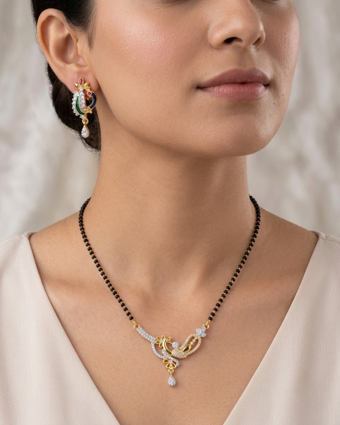 Twisted Floral Designer AD Mangalsutra