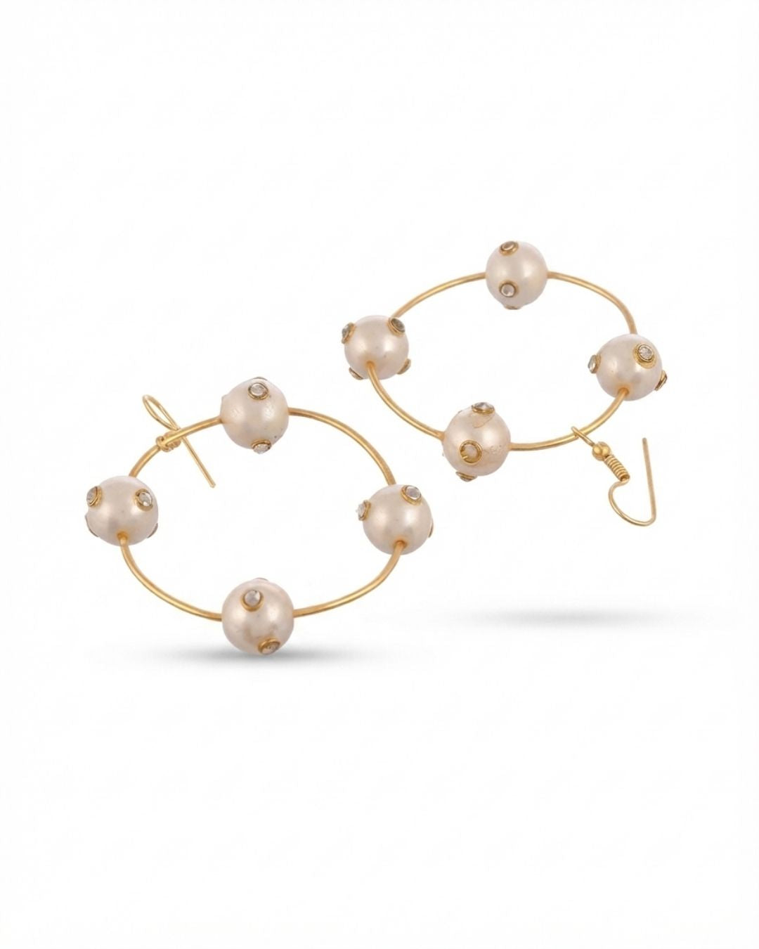 Gold Plated Pearl Circle Earrings