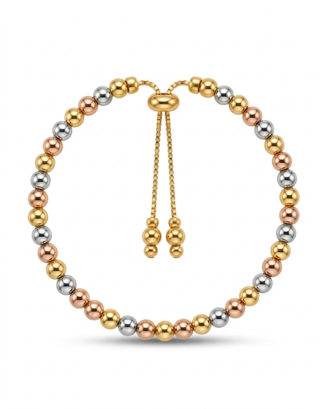 Modern Tri-Tone Bead Slider Bracelet for Women