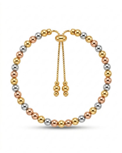 Modern Tri-Tone Bead Slider Bracelet for Women