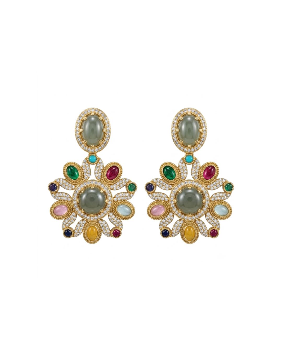 Sabyasachi Inspired Green Turkish Pota Necklace Set