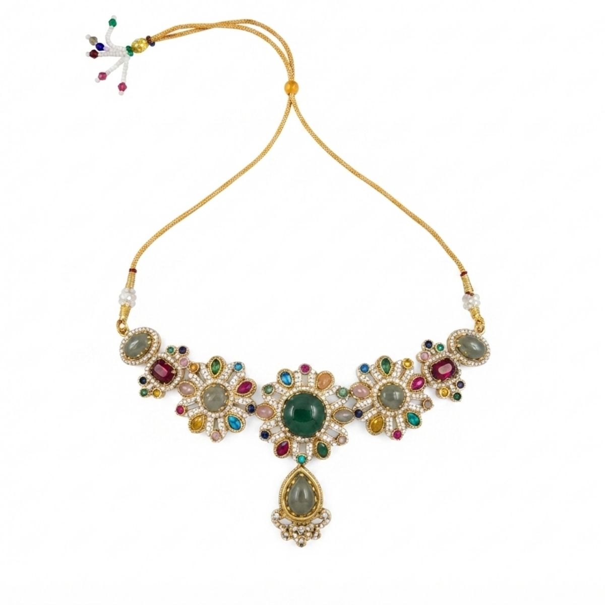 Traditional Matte Gold Turkish Pota Necklace Set