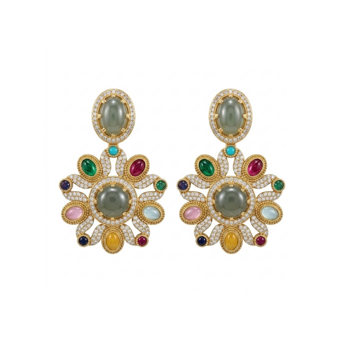 Traditional Matte Gold Turkish Pota Necklace Set