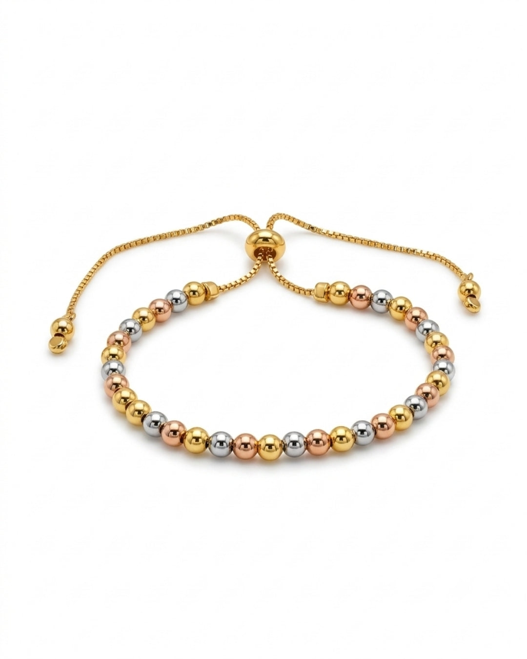 Modern Tri-Tone Bead Slider Bracelet for Women