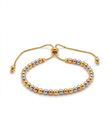 Modern Tri-Tone Bead Slider Bracelet for Women