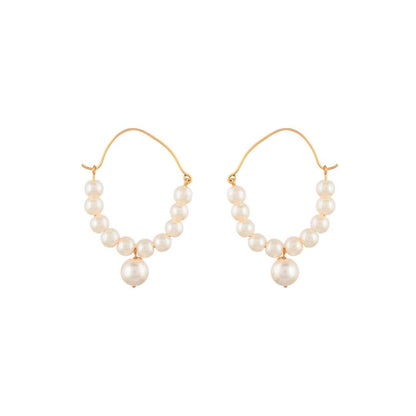 Elegant Pearl Dangle Earrings in Gold Finish