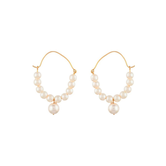 Elegant Pearl Dangle Earrings in Gold Finish