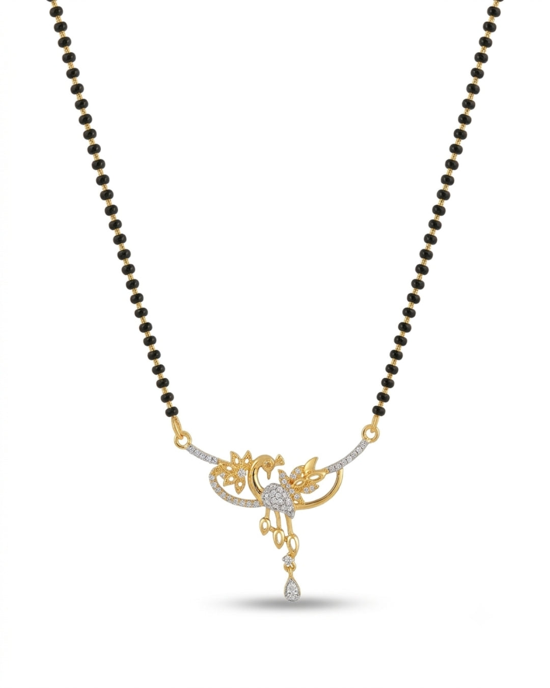 Elegant Floral American Diamond Mangalsutra Set