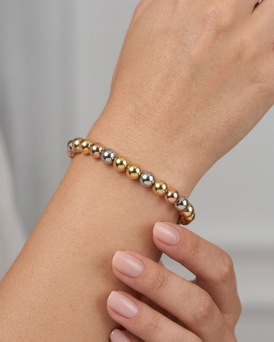 Elegant Triple Tone Stainless Steel Bracelet Design