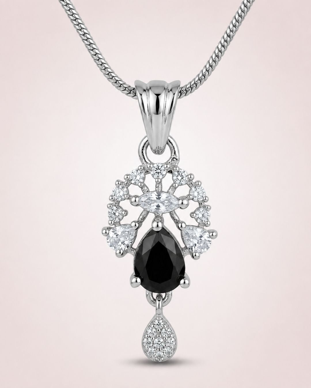 Midnight Bloom Silver AD Pendant Set