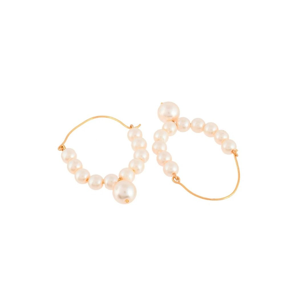 Elegant Pearl Dangle Earrings in Gold Finish