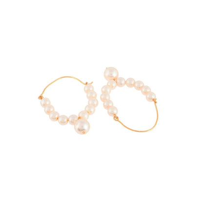 Elegant Pearl Dangle Earrings in Gold Finish