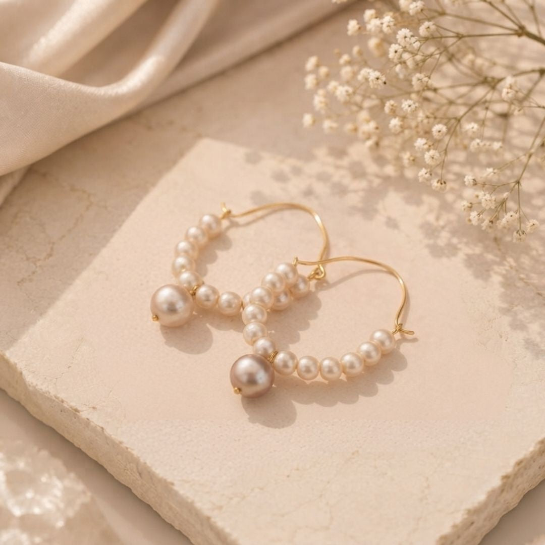 Elegant Pearl Dangle Earrings in Gold Finish