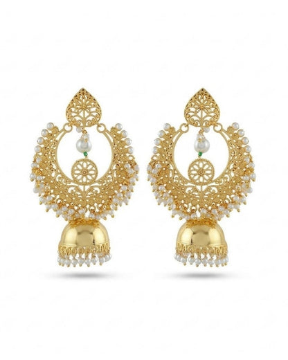 Gold Pearl Festive Statement Earrings