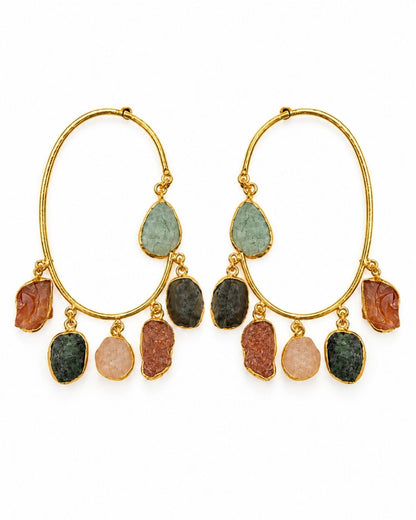 Gold Plated Multicolour Statement Earrings