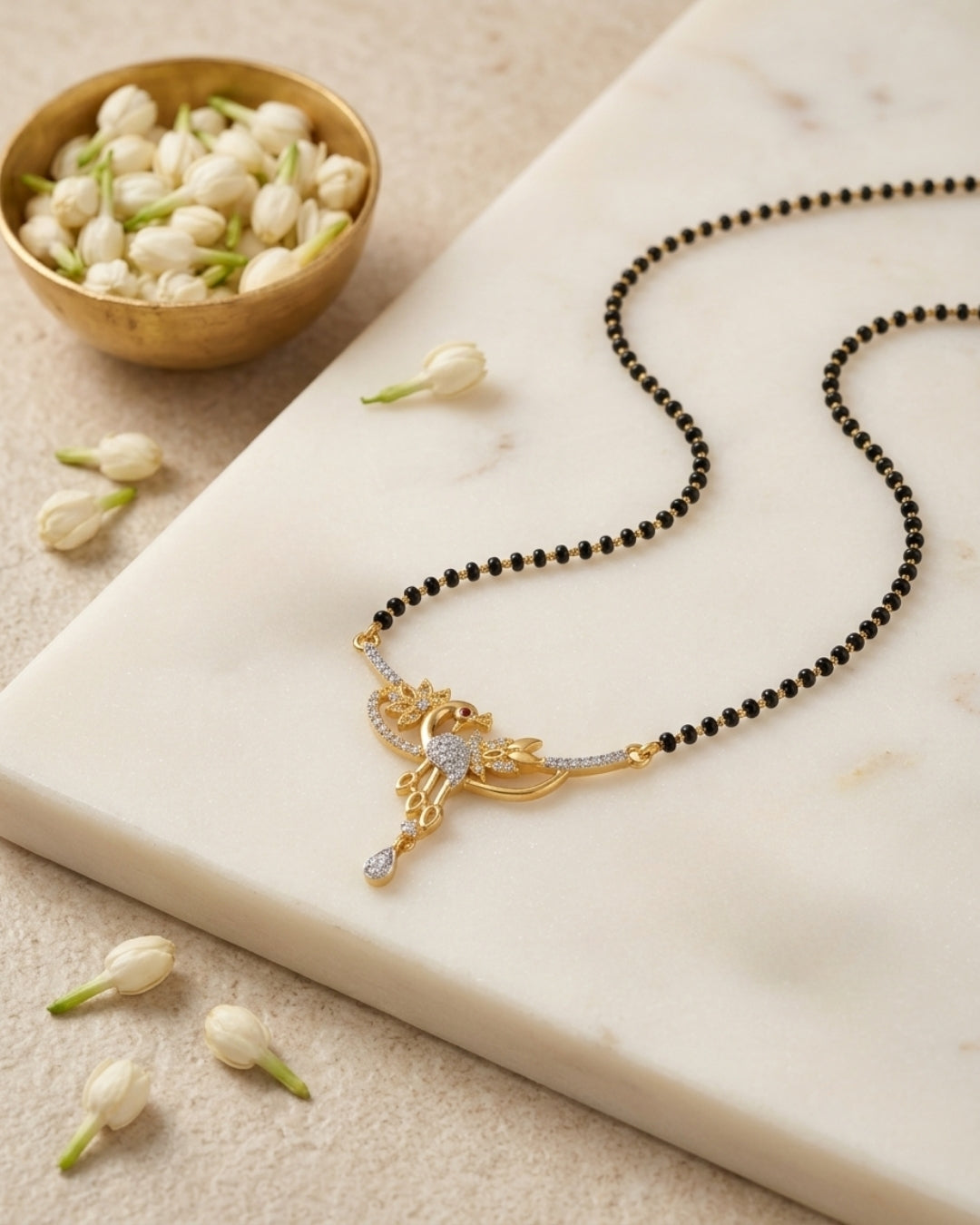 Elegant Floral American Diamond Mangalsutra Set