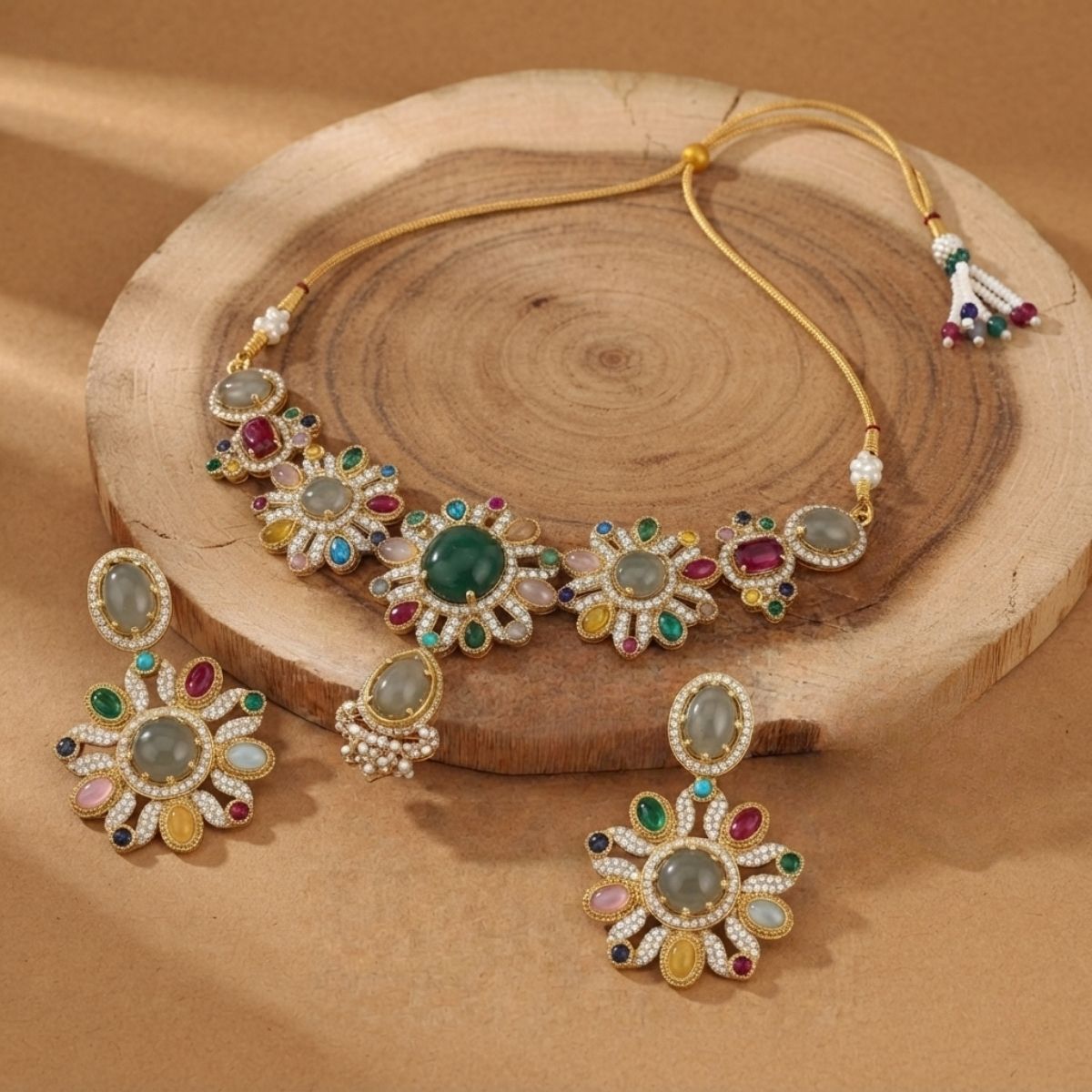 Traditional Matte Gold Turkish Pota Necklace Set