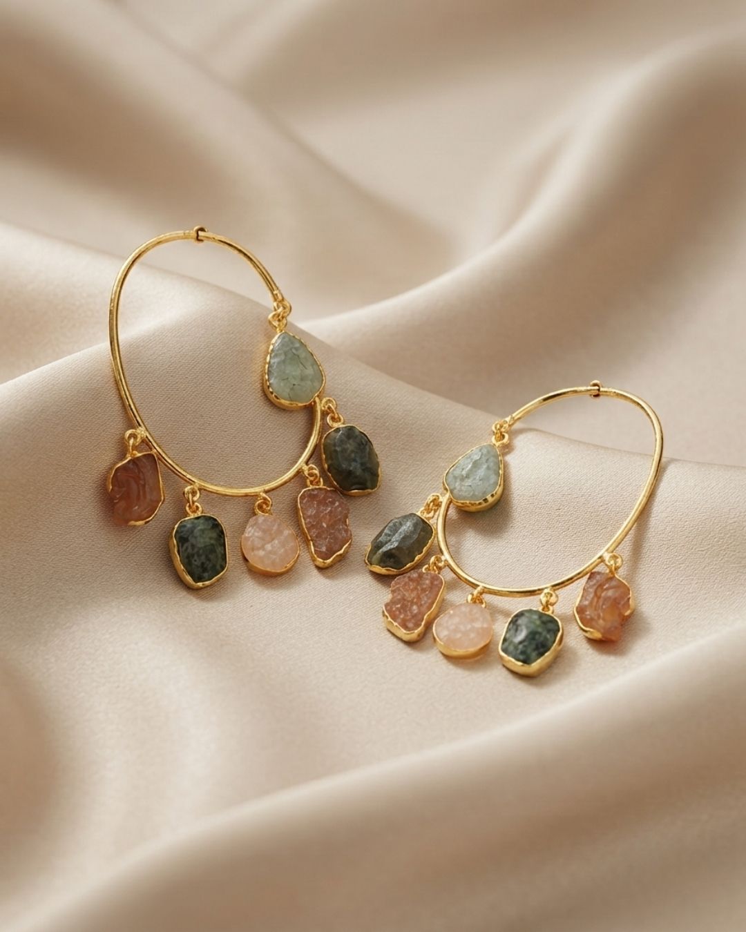 Gold Plated Multicolour Statement Earrings