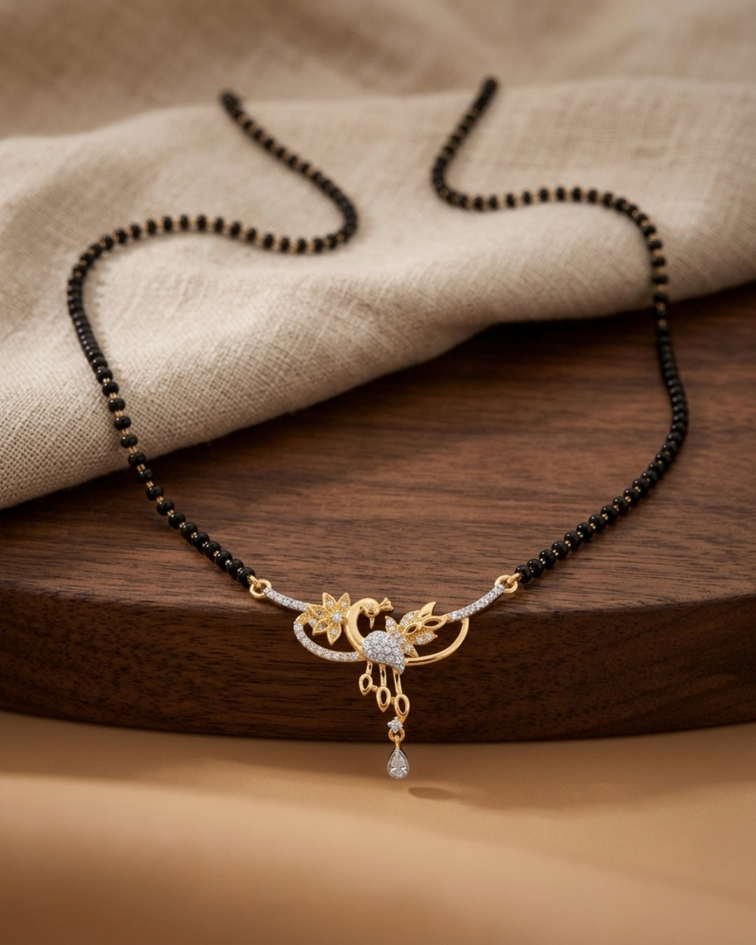 Elegant Floral American Diamond Mangalsutra Set
