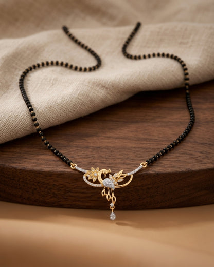 Elegant Floral American Diamond Mangalsutra Set