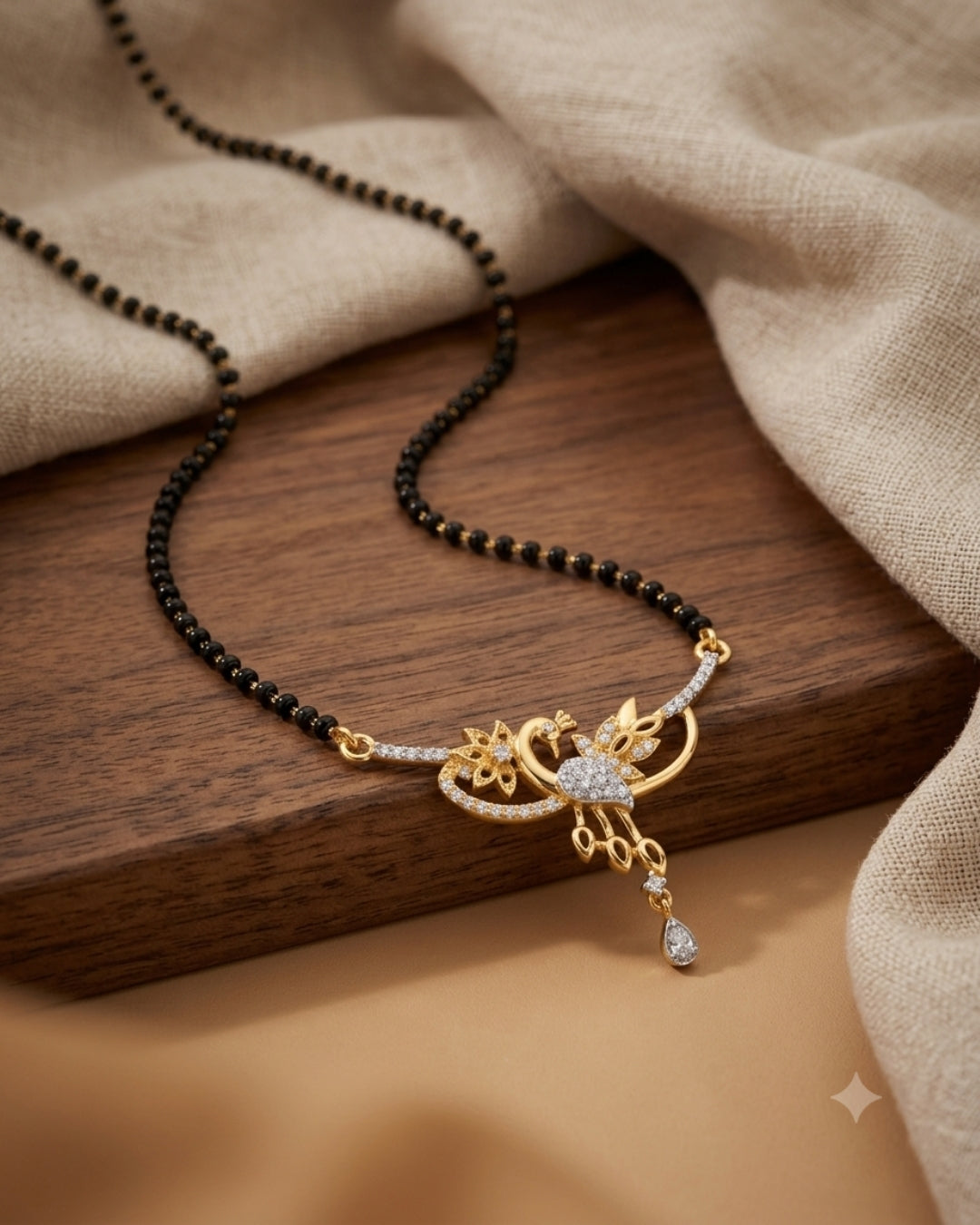 Elegant Floral American Diamond Mangalsutra Set