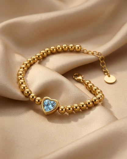 Signature Heart Solitaire Beaded Bracelet for Women