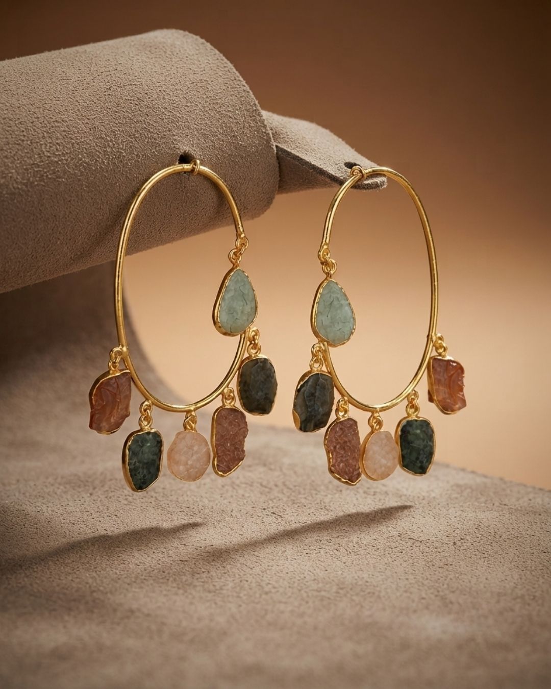 Gold Plated Multicolour Statement Earrings