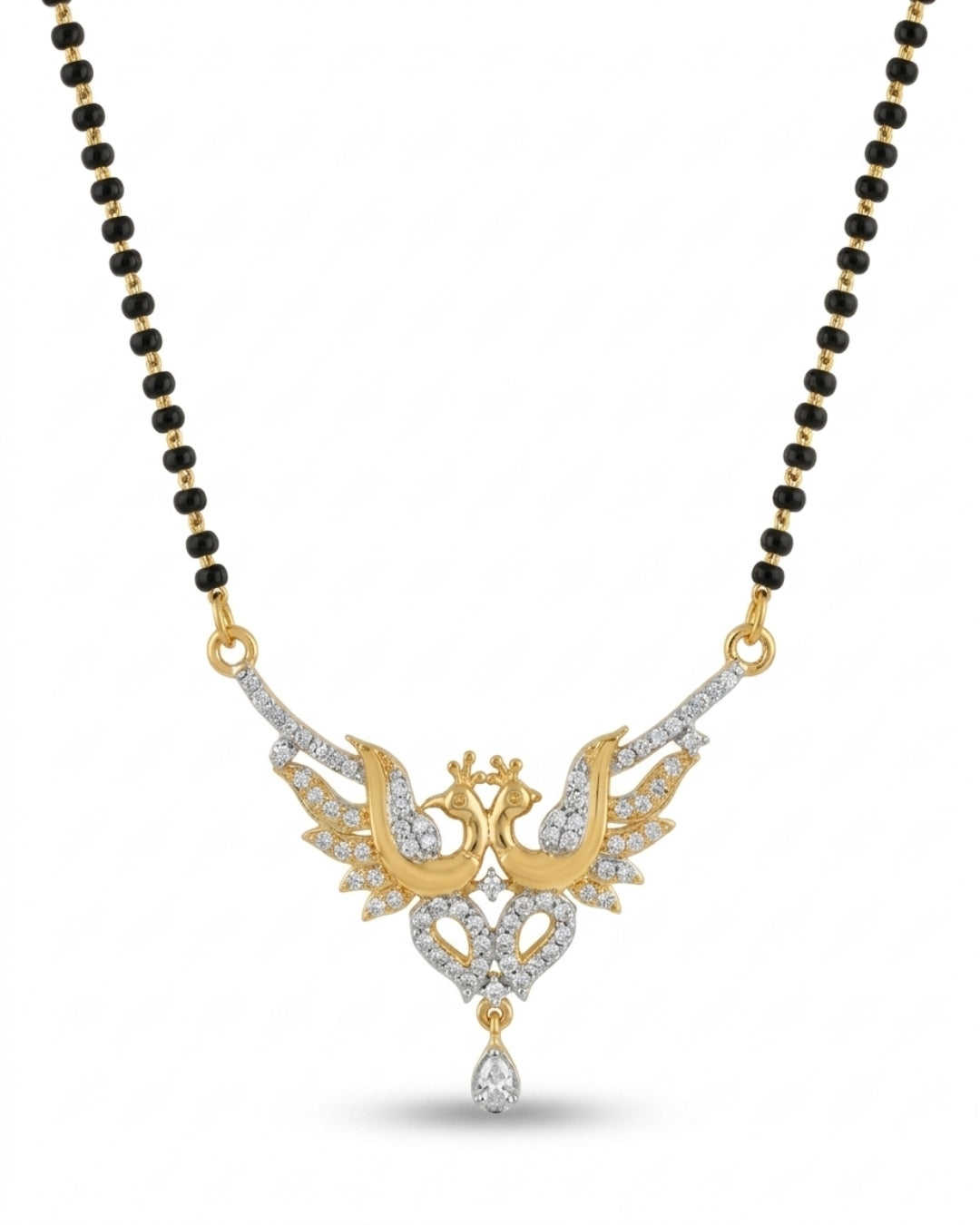 Gold Tone American Diamond Peacock design Mangalsutra Set