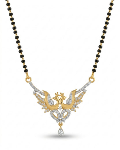 Gold Tone American Diamond Peacock design Mangalsutra Set