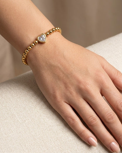 Signature Heart Solitaire Beaded Bracelet for Women