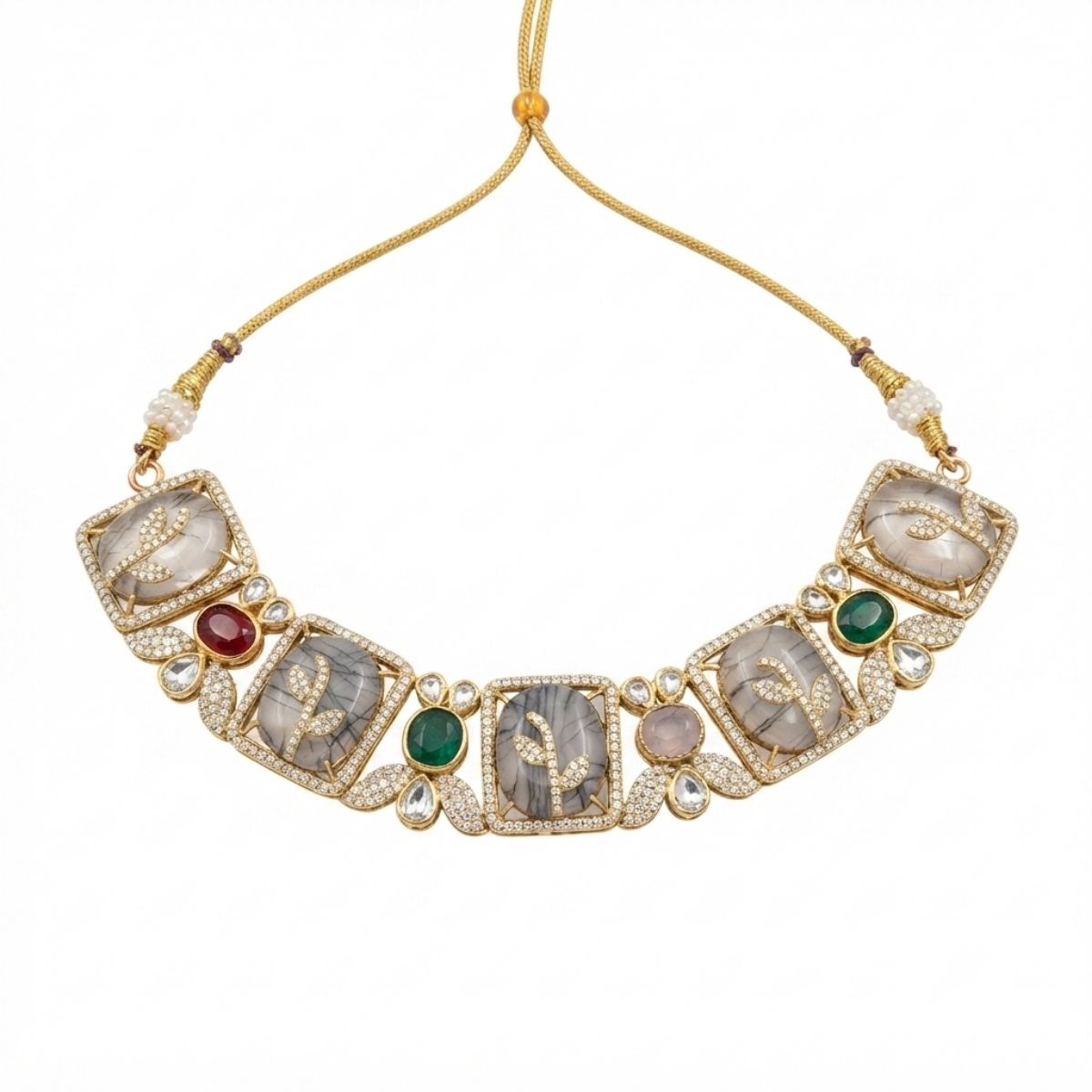 Multicolor Meenakari Brass Kundan Necklace Set