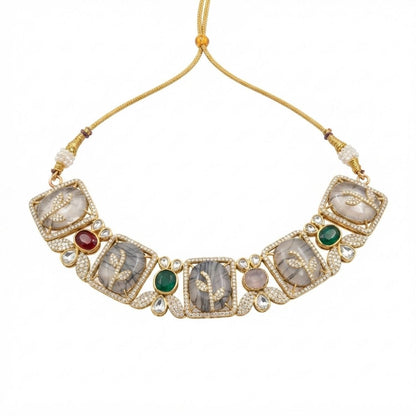 Multicolor Meenakari Brass Kundan Necklace Set
