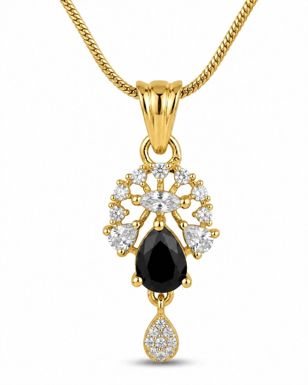 Midnight Bloom Gold Finish Designer Pendant Set
