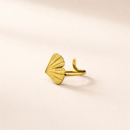 Ginkgo Fan Ring for Women in Gold-Plated Finish