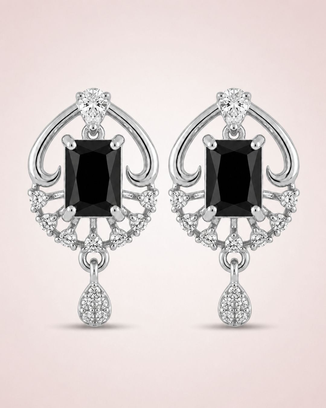 Midnight Majesty Silver Finish Oxidized Pendant Set
