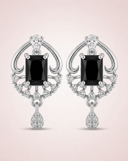 Midnight Majesty Silver Finish Oxidized Pendant Set