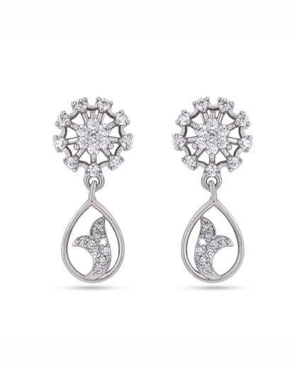 Silver Finish American Diamond Stud Earrings for Women