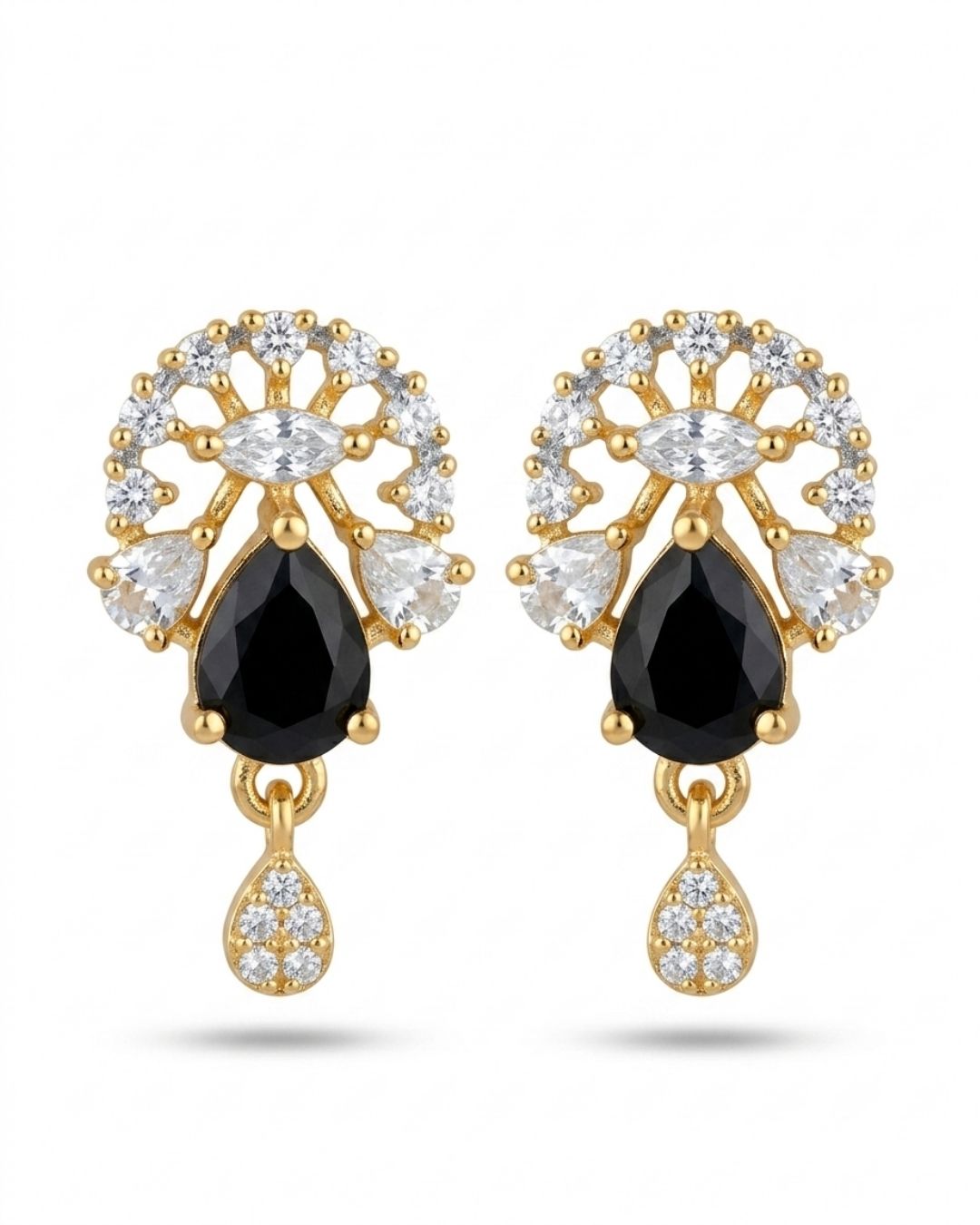 Midnight Bloom Gold Finish Designer Pendant Set